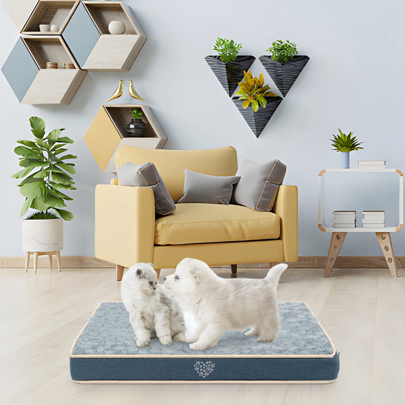 VANKEAN Waterproof Dog Crate Pad Bed Mat Reversible (Warm&Cool), Removable Washable Cover & Waterproof Inner Lining, Pet Crate Mattress for Cats and Dogs, Joint Relief Dog Bed for Crate, Navy Small - PawsPlanet Australia