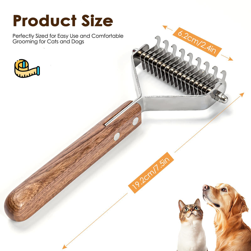 AIDIYA Coat King Rake Pet Undercoat Rake Dog Dematting Comb Pet Grooming Brush Deshedding Tool 17+9 Double Sided Teeth Undercoat Rake (DUAL) DUAL