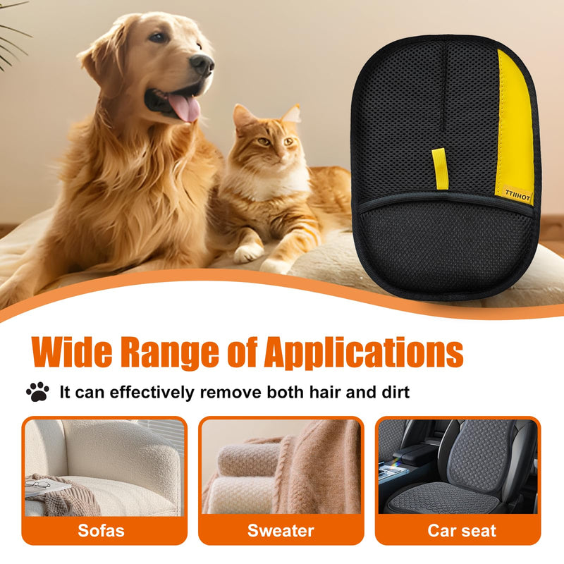 Electrostatic Gloves for Pet Hair Removal: Upgraded 2PCS Animal Fur Removal Tool for Dogs&Cats Efficient Reusable Pet Hair Remover for Couch Carpet Car Seat Clothing Quick Clean (2 pcs-Black) 2 pcs-black