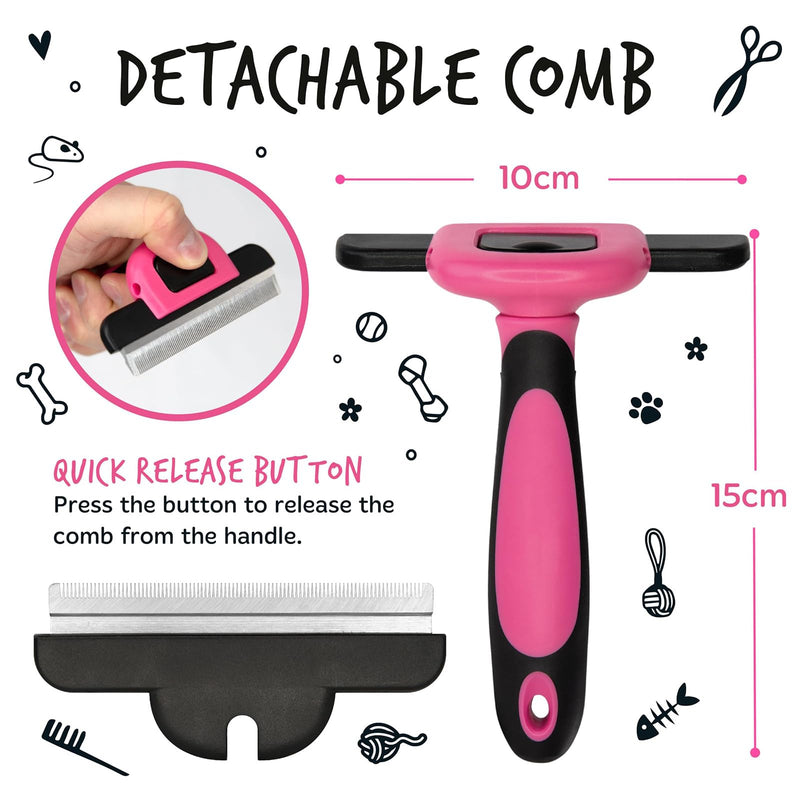 Deshedding brush for dogs, cats, horses & pets. Professional pet comb dog brushes for grooming for short to long hair undercoat rake dog brush. Great Cat brush dog comb that reduces shedding