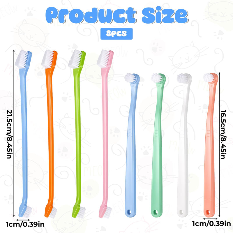 8Pcs Dog Toothbrush Set Small Cat Toothbrush Dual Headed Pet Tooth Brushes Mini Head Soft Dog Cat Tooth Brush for Small to Large Dogs Cats and Most Pets Teeth Brush Easy to Use