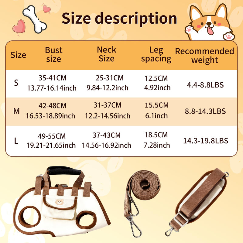 Puppy Sling Carrier Dog Lift Harness, Full Body Lift Harness for Small Dogs and Cats, Adjustable Breathable Vest Straps Portable Pet Carrier Backpack, Hands Free for Pets Cats Outdoor Travel (M) M - PawsPlanet Australia