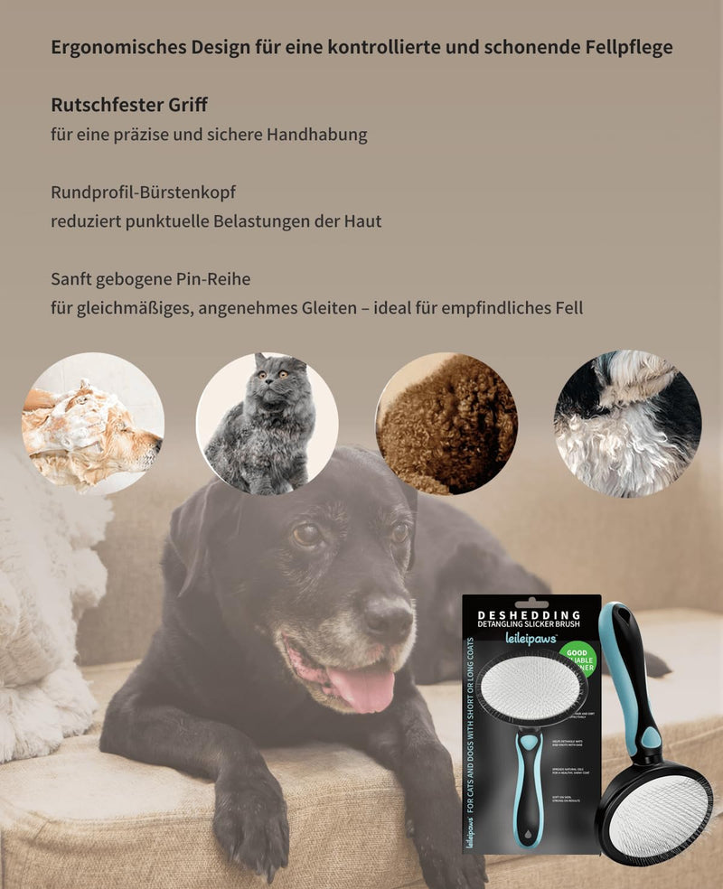 Dog Brush & Cat Brush - Professional Slicker Brush & Slicker Brush with Fine Bristles Against Undercoat & Loose Hair - Fur Brush & Pet Hair Brush for Grooming Dogs & Cats - PawsPlanet Australia