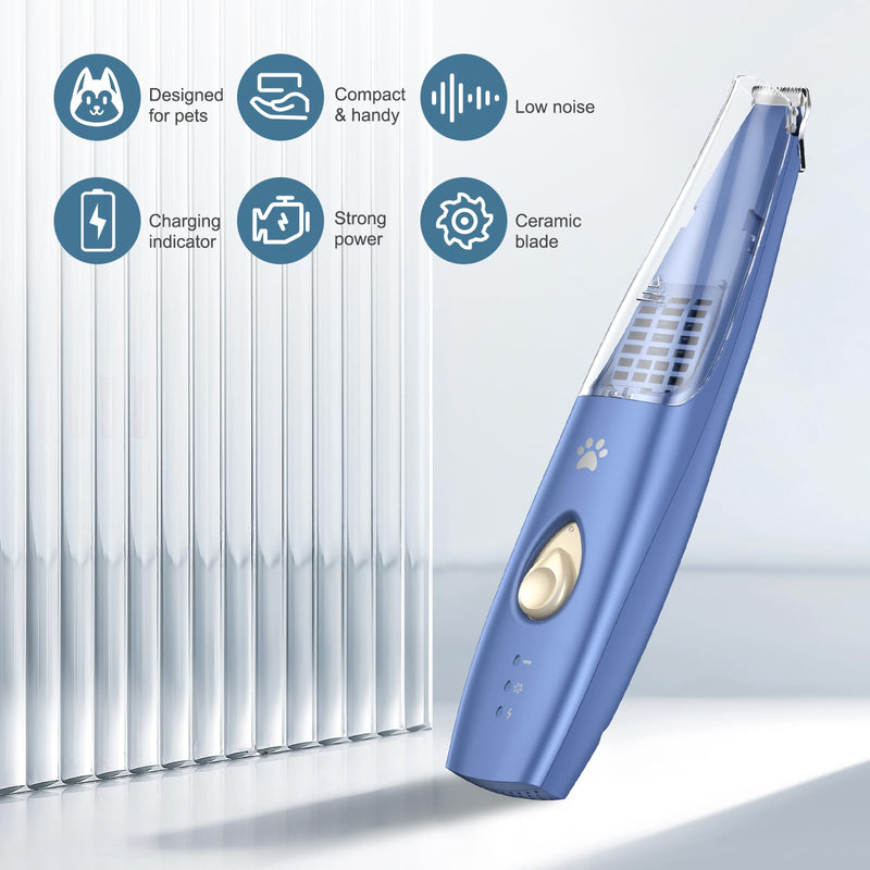 Upgraded Paw Hair Trimmer for Dogs, Rechargeable Dog Paw Trimmer, Snipping and Sucking, Cordless Electric Grooming Clippers, Two Modes, Small Pet Shave Trimmer for Cats Paws Face - PawsPlanet Australia