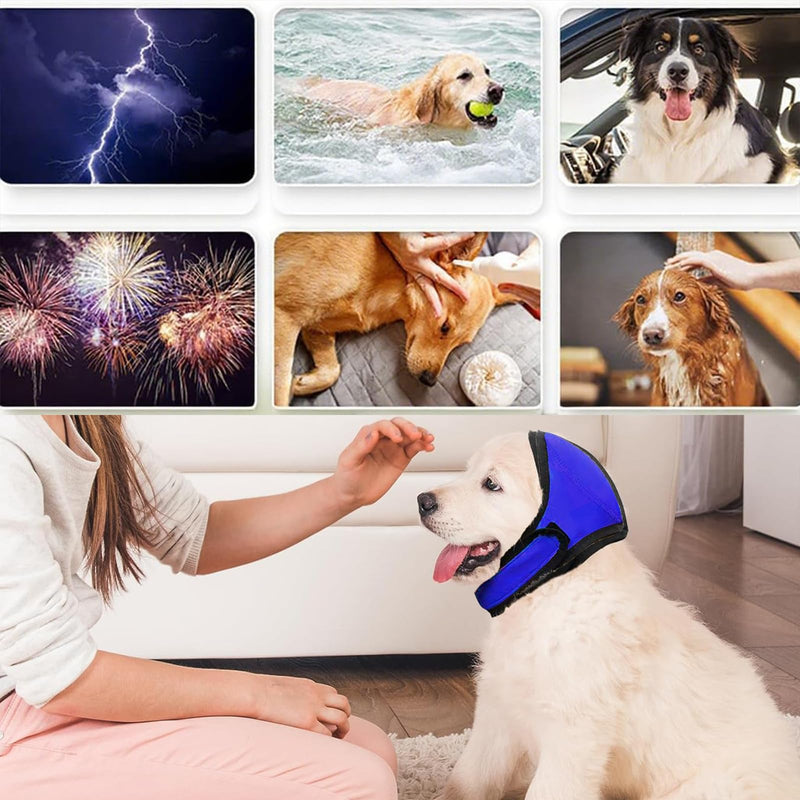 Happy Hoodie for Dogs, Dog Ear Defenders, Blue Dog Ear Protectors for Noise Relief, Calming Pet Ear Covers for, Fireworks, Grooming, Bathing, Swimming, Vet Visits, Travel