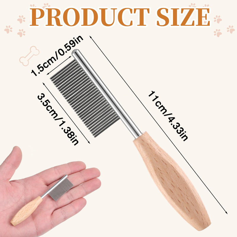 Grooming Comb for Dogs Cats Pet, Pet Face and Finishing Comb with Wooden Handle Detangler Tool Accessories for Removing Matted Fur, Knots & Tangles