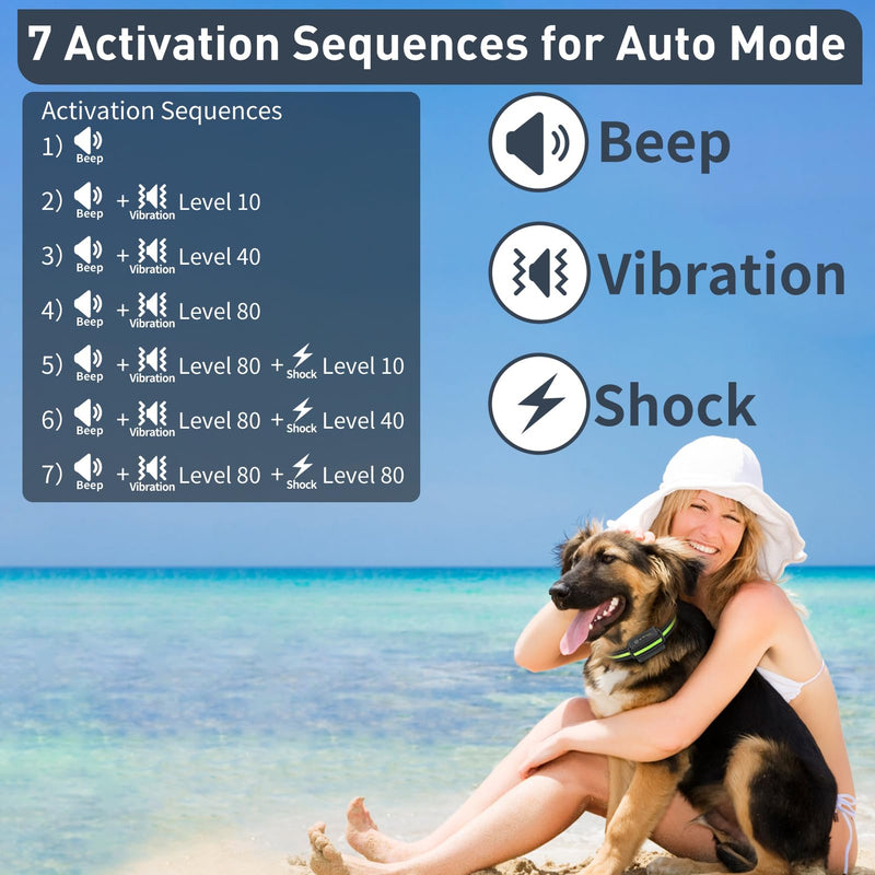 PetJoy Dog Bark Collar with Remote, Bark and Training Collar 2-in-1, Auto Bark Collar with Safe Shock (Level 1-100), Vibration (Level 1-100), Auto Mode (Sensitivity 1-5) and Beep - PawsPlanet Australia
