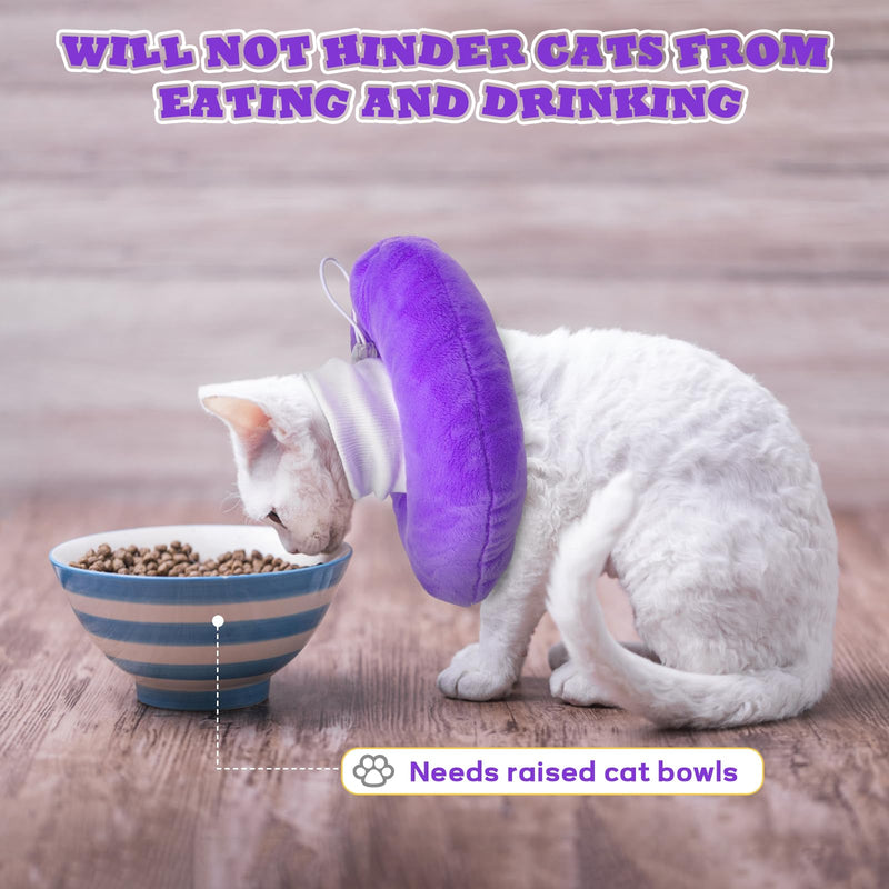 Cat Cones to Stop Licking, Cat Recovery Collar, Soft Donut Collar After Surgery, Adjustable Kitten Doughnut Collars, Elizabethan Collars for Cats, Purple M Medium