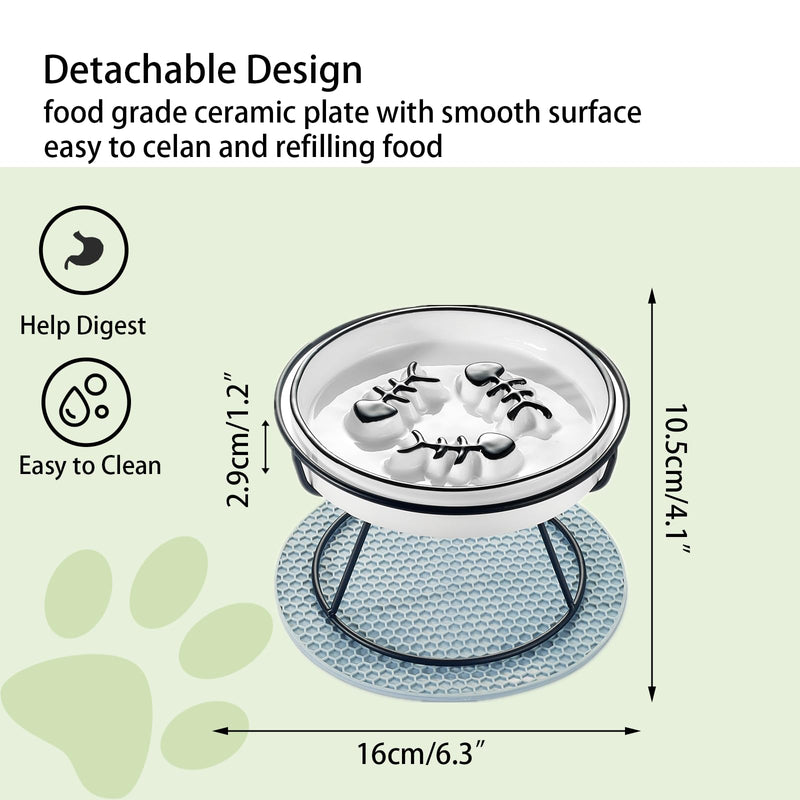 Cat Slow Feeder Bowl, Raised Slow Feeder Cat Bowl for Cat and Dog for Dry and Wet Food, Improve Digestion Design, Anti Vomit, Slow Down Cats Eating Speed Black - PawsPlanet Australia