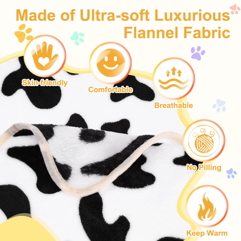 Pet Blanket, Medium Soft Fluffy Flannel Cow Printed Throw Blanket, Scratch Proof Furniture Protector Cover 30x42 Inches, (Black-White, 1 Pack 3), Intended for Dog/Cat Black-white - PawsPlanet Australia