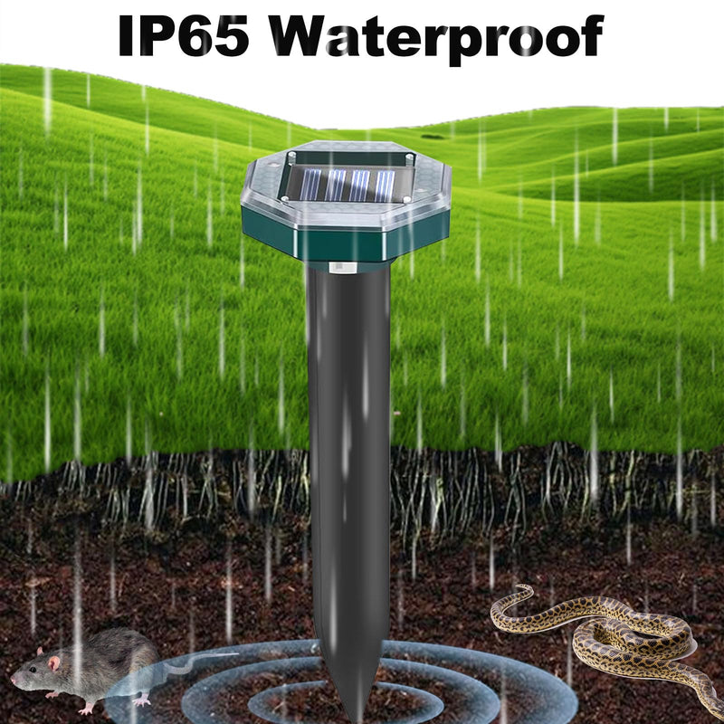 10 Pack Mole Repellent Solar Powered Snake Repellent for Yard- Ultrasonic Pest Repeller Gopher Rodent Rat Mouse Groundhog Skunk Chipmunk Vole Remover for Lawns Garden Yard Outside(10) 10
