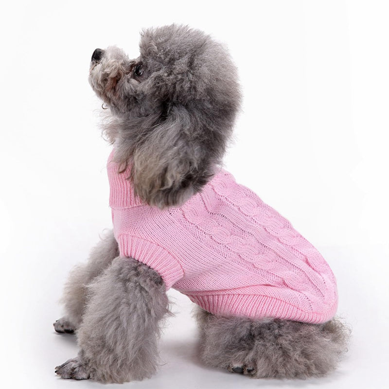 CHBORCHICEN Small Dog Sweaters Knitted Pet Cat Sweater Warm Dog Sweatshirt Dog Winter Clothes Kitten Puppy Sweater (Medium,Pink) Medium Pink