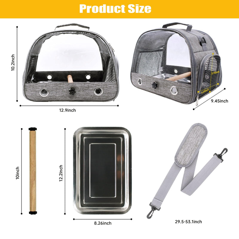 Bird Carrier with Perch Parakeet Travel Carrier Bag Portable Bird Backpack with Plat Breathable Parrot Travel Cage for Small Pets - PawsPlanet Australia