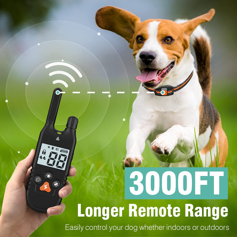 FunniPets Dog Shock Collar 2 Pack - 3000ft Dog Training Collar with Remote IP67 Waterproof E Collar for Dogs Training with Shock Vibrate Beep and Light Modes for Small Medium Large Breeds - PawsPlanet Australia