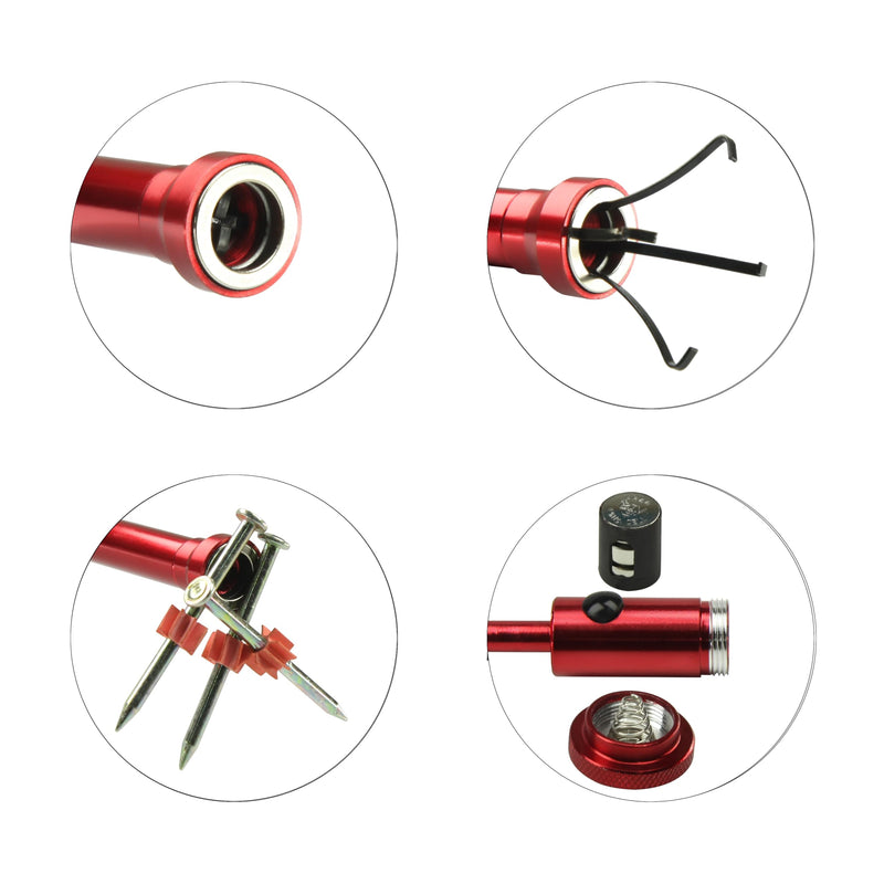 Flexible Claw Pickup Tool with Magnet Tool Flexible telescoping Claw led Light Grabber Extend，Long 28'' Four Claw 4-Claw for Small Parts Pickup Reacher Tool for Mechanics,Jewelry,Kids,etc. (Red) Red - PawsPlanet Australia