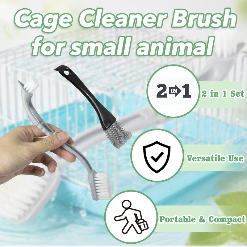 2 Pcs Bird Cage Cleaner Brush & Scoop with Long Handle and Curved Brush Head, 2-in-1 Bird Cage Cleaner with Front and Back Brushes for Kennel, and Parrot Perch Cleaning - PawsPlanet Australia