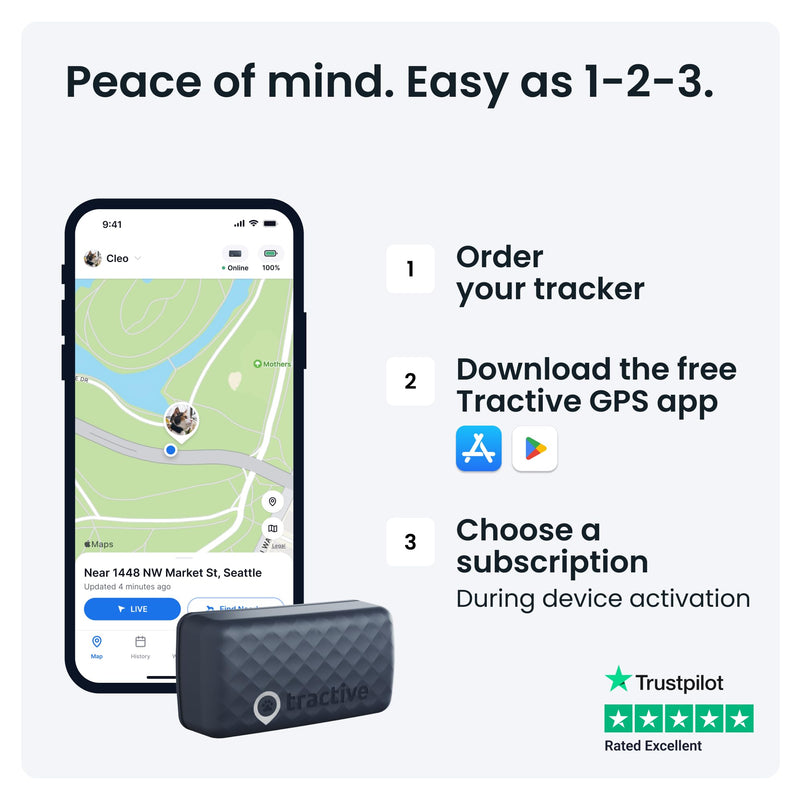Tractive Smart Cat Tracker Mini | #1 Cat GPS | Real-Time Location Tracking | Territory & Location History | Safety Collar included (Dark Blue) Cat tracker (Dark Blue) - PawsPlanet Australia