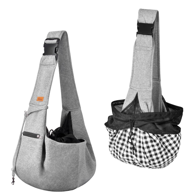CUBY Dog and Cat Sling Carrier - Small Dog Carrier Sling with Adjust Strap & Zip Pocket, Hands Free Soft Dog Slings for Small Dogs Cats Puppy Pets Outdoor Travel Safety Purse Bag (Silver Grey) Navy Blue Adjust strap 1.0