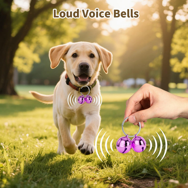 Dog Collar Bells, 2 Pack Extra Loud Dog & Cat Bells for Tracking & Safety, Stainless Steel Pet Tracker Training Bells for Small Medium Large Dogs & Cats (Purple) Purple - PawsPlanet Australia