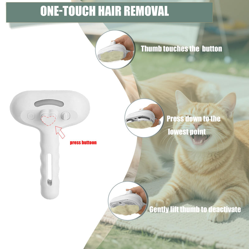 Cat Steam Brush, 3 - in - 1 Dog Brush for Shedding - Grooming Tool for Long & Short Hair Pets Cleaning & Massage, Rechargeable Spray Hair Removal Comb With Tube, Quiet Design ≤36dB (White) White - PawsPlanet Australia