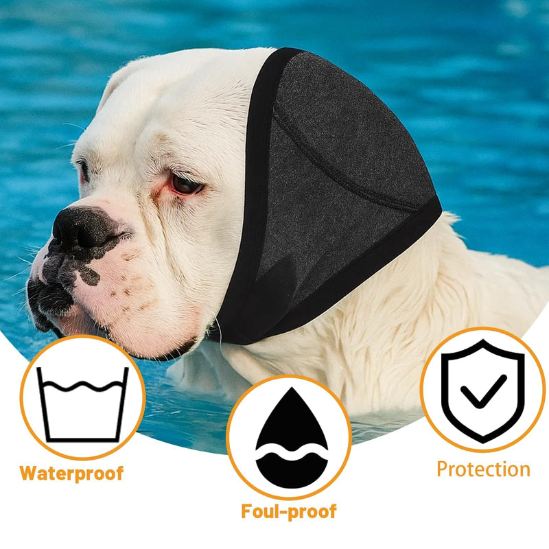 2 Pcs Dog Ear Protectors, Dog Ear Muffs Noise Protection, Dog Snood Ear Protector, Dog Snood for Noise Reduction During Fireworks and Thunder, Comfortable Head Wrap for Dogs with Sensitive Ears