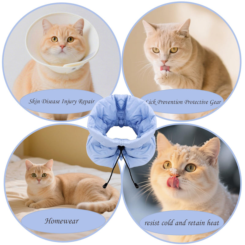 Cat Recovery Collar, Adjustable Pet Collar, Cat Protection Collar After Surgery for Cats, Licking Wounds, Light Blue (S)