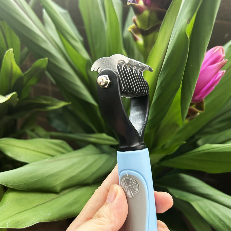 2-in-1 Pet Grooming Tool, Demating Comb for Small, Medium to Large Dogs and Cats, 11 + 6 Double-Sided Deshedding Tool, Removes Knots and Tangled Hair (Blue) Blue-a - PawsPlanet Australia
