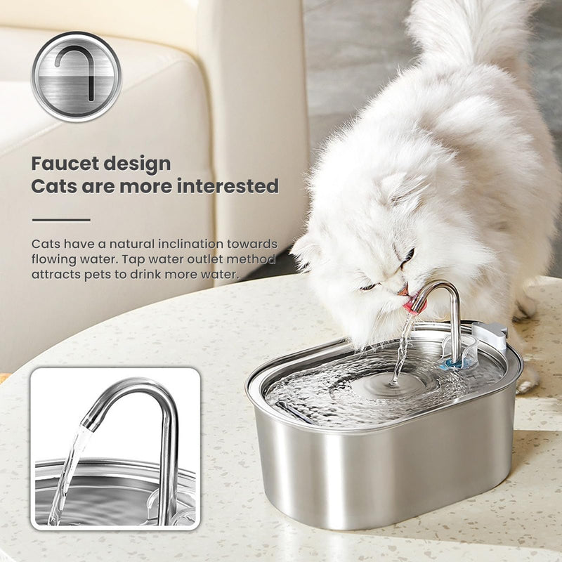 Cat Water Fountain Stainless Steel: 3.2L/108oz Pet Fountain Water Bowl Dog Drinking Dispenser Cat Feeding & Watering Supplies Animal Metal Kitty Spout for Large - PawsPlanet Australia