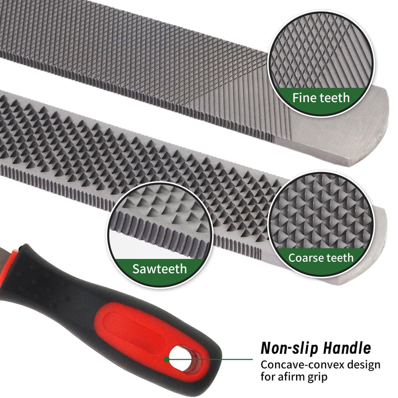 USUNFARN 18 Inch Horseshoe File with Rubber Handle Durable Double-Sided Steel File Hoof Rasp,Carbon Steel Farrier File Tool for Horse Goat Cow Hooves and Wood Working (18 in)