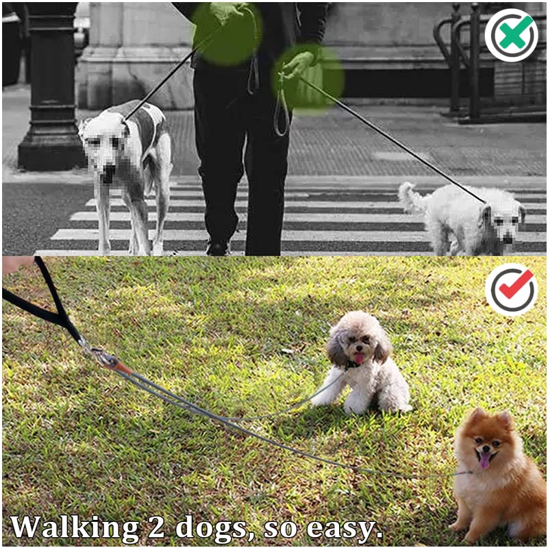 8 FT Double Dog Leash, 2 Way Mulitiple Dog Leash Detachable No Tangle with Soft Padded Handle, 1/4" Rope Dual Lead for 2 Dogs Outdoor Walking (Orange Yellow) 8ft* 1/4" orange yellow - PawsPlanet Australia