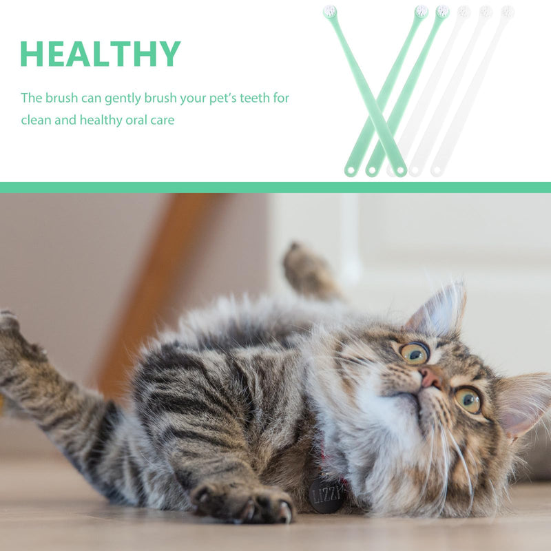 6-piece pack of cat toothbrushes for household use with multifunctional teeth cleaning and massage function, made of plastic and TPE for cats and dogs
