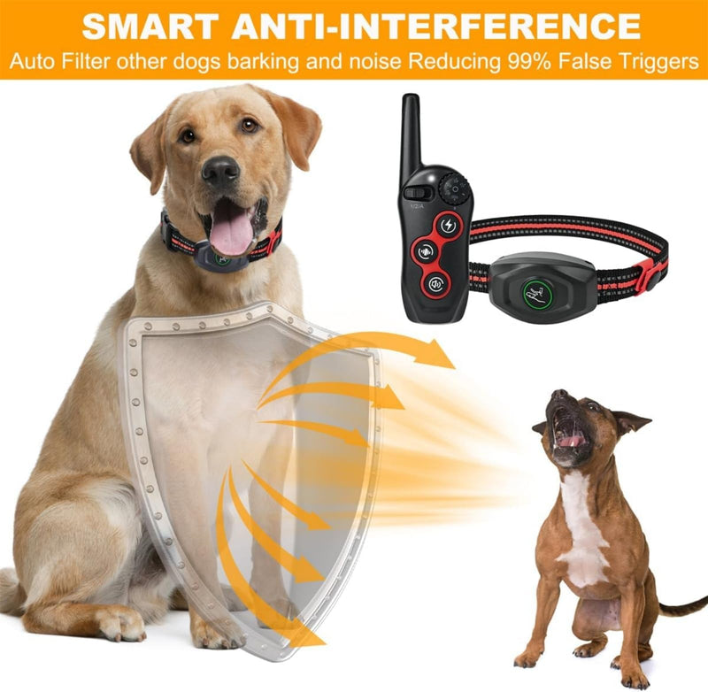 2 in 1 Dog Shock Collar - Bark Collar with Remote, w/3 Remote Training Modes, Beep, Vibration 1300Ft Dog Training Collar for for Small Medium Large Dogs (Red) Red - PawsPlanet Australia