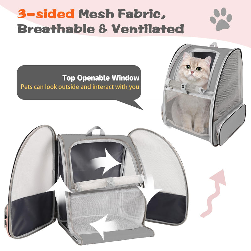 Cat Backpack Carrier,Pet Carrier Airline Approved for Small Dog Cat Puppy Kitten Bunny,Ventilated Mesh Design Animal Backpack for Hiking Camping Travel Bag (Light Grey) Light Grey - PawsPlanet Australia