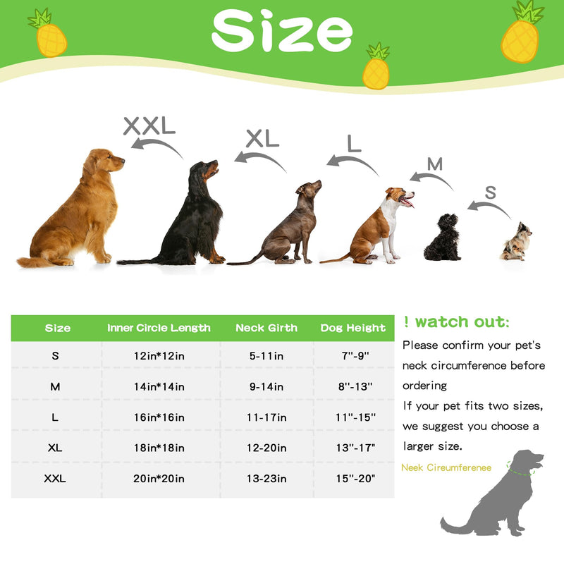 MABOZOO Waterproof Dog Cone, Adjustable Dog Cat Pet Cone Collar Recovery Collar for Dogs and Cats After Surgery, Lightweight Protective Collar E-Collar to Stop Licking (Pineapple, M) Pineapple Medium - PawsPlanet Australia