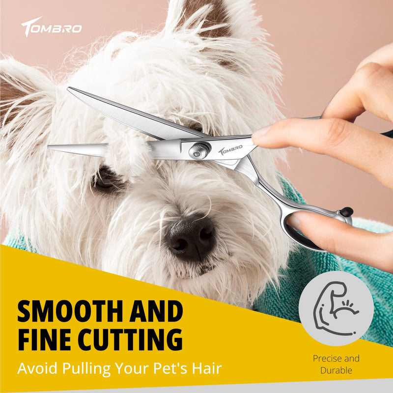 TOMBRO 7.0" Curved Dog Grooming Scissors Professional Curved Scissors for Pets 6CR Stainless Steel Pet Grooming Scissors with Safe Round Tips,Pets Grooming Shears with Offset Handle (Down-curved) Down-curved - PawsPlanet Australia