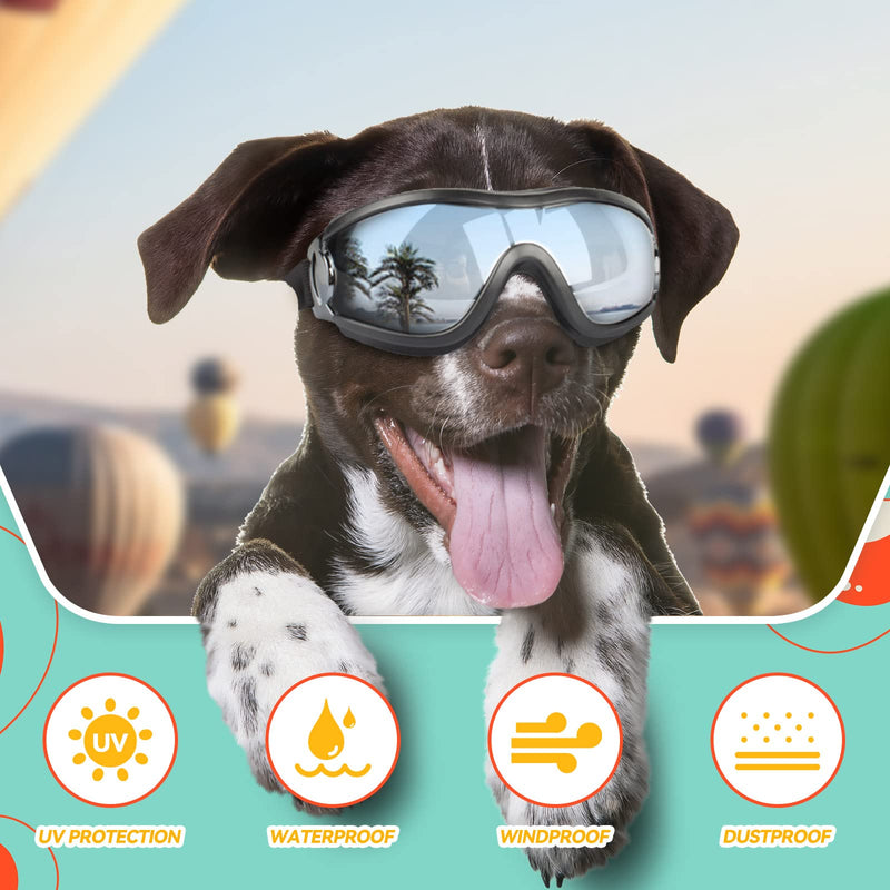 PETLESO Dog Goggles Sunglasses for Large Breeds - 2PCS Black & Clear UV Protection Set, Windproof Eye Wear for Medium to Large Dogs, Ideal for Riding/Driving/Hiking 2Pcs L