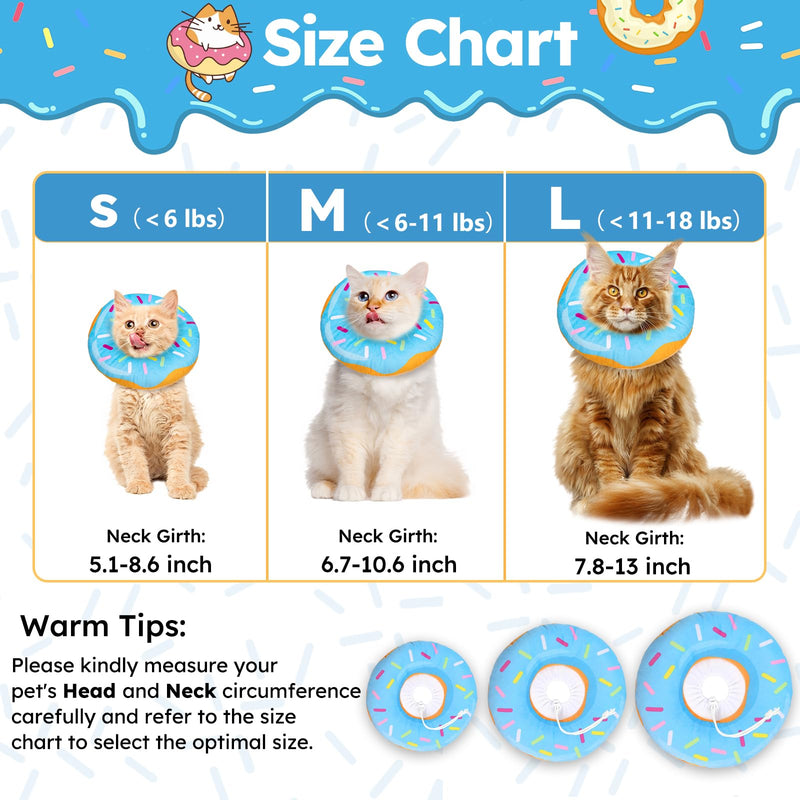 Cat Cone Collar Soft, Cat Recovery Collar for Wound Healing Cute Cat Donut Adjustable Cat Cones to Stop Licking Comfortable Lightweight Neck Elizabethan Collars for Cats Kittens After Surgery Small Blue - PawsPlanet Australia