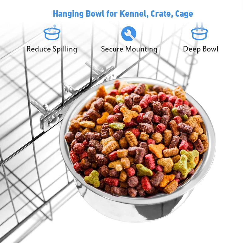 Kennel Water Bowl, No Spill Hanging Cage Crate Bowl for Cat, Small Dog Feeder -2 Cups / 1 Pint (Set of 1) - PawsPlanet Australia