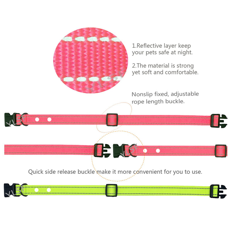 Dog Nylon Collar Strap for Heavy Light-Duty Electronic Fence Training Shock Barking Collar Receivers-3/4 Inch Replacement Strap-Compatible with Nearly All Brands and Models of Electric Collars 2 Pack Fluorescent Green and Pink With Holes