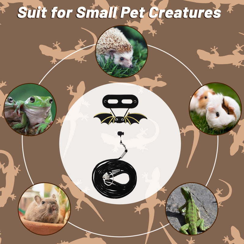 Bearded Dragon Leash and Harness Set, Adjustable Bearded Dragon Harness with 3 Size(S, M, L), Soft Lizard Reptile Leash with Gold Black Wing for BeardedDragon Lizard Reptiles - PawsPlanet Australia