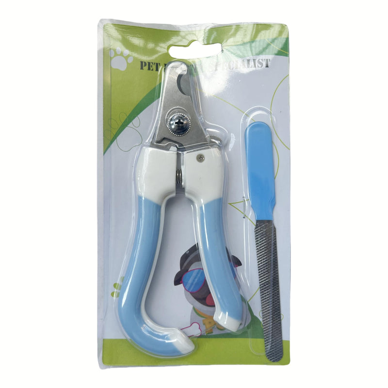 Professional Dog and Cat Claw Care with Nail File, Safety Mechanism, Pet Stainless Steel Claw Pliers, Blue - PawsPlanet Australia