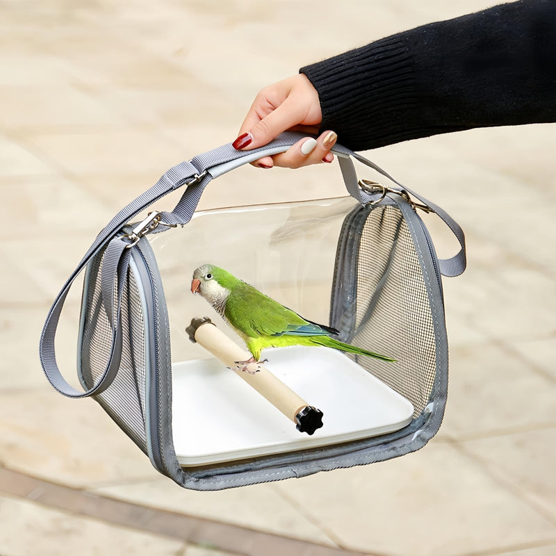 Portable Small Bird Travel Cage Carrier, A Convenient Go Out Solution for Various Birds and Lizard, Featuring a Standing Perch and Comfortable Mat (with Tray). - PawsPlanet Australia