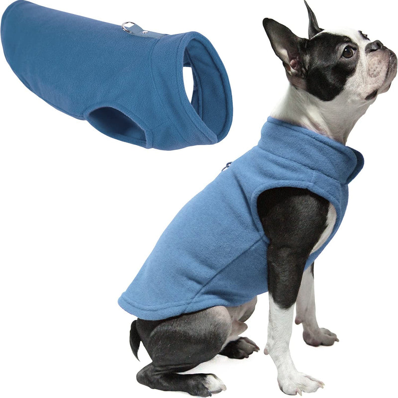 Gooby - Fleece Vest, Small Dog Pullover Fleece Jacket with Leash Ring, Blue, Medium Medium (Around 11-lb)