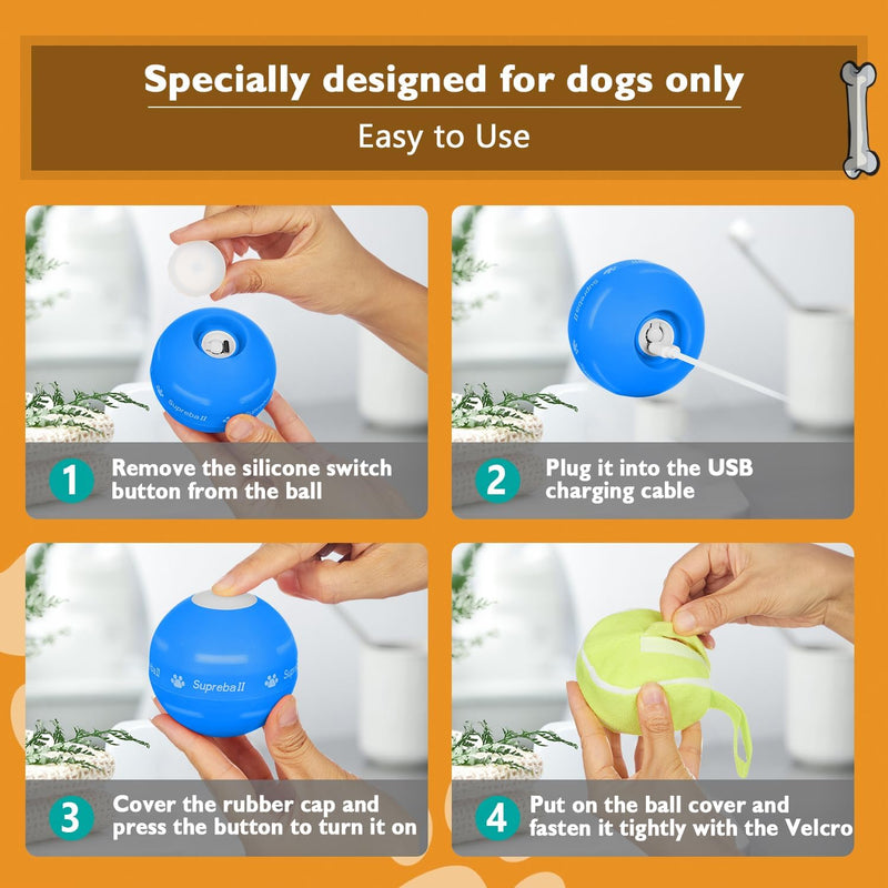 BENTOPAL Interactive Dog Toy Wicked Ball for Indoor Cats/Dogs with Motion Activated/USB Rechargeable Blue - PawsPlanet Australia