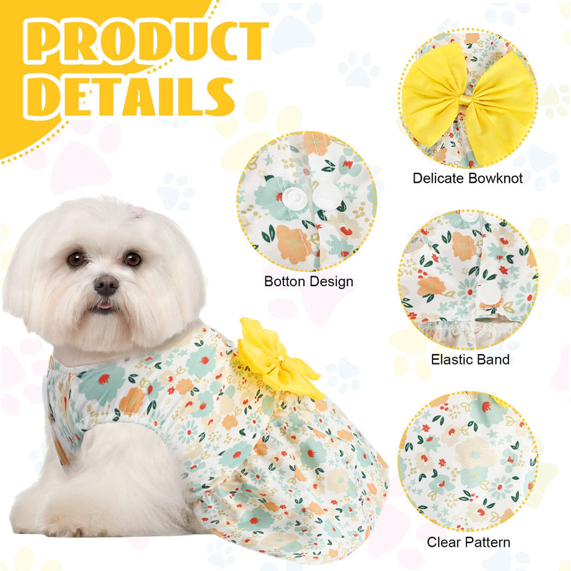 Sanwuta 8 Pieces Dog Bowknot Dresses Puppy Clothes Outfits Princess Dresses Soft Lightweight Summer Fruit Floral Pattern Pet Skirts for Girl Puppy(Medium) Medium - PawsPlanet Australia