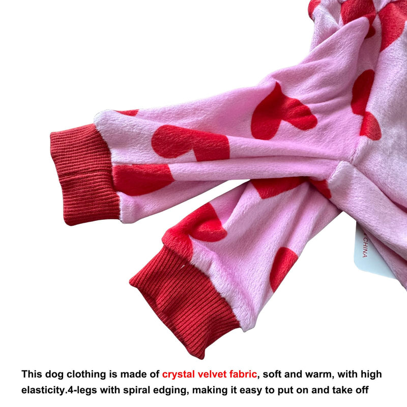 Elastic Greyhound Pajamas,Whippet Cozy Warm Four-Legged Jumpsuit for Autumn Winter Spring,Thin Dog Christmas Halloween Valentine Onesie Coat for Indoor Outdoor_S(Red Heart) S:Back Length:35cm/13.7in Red Heart