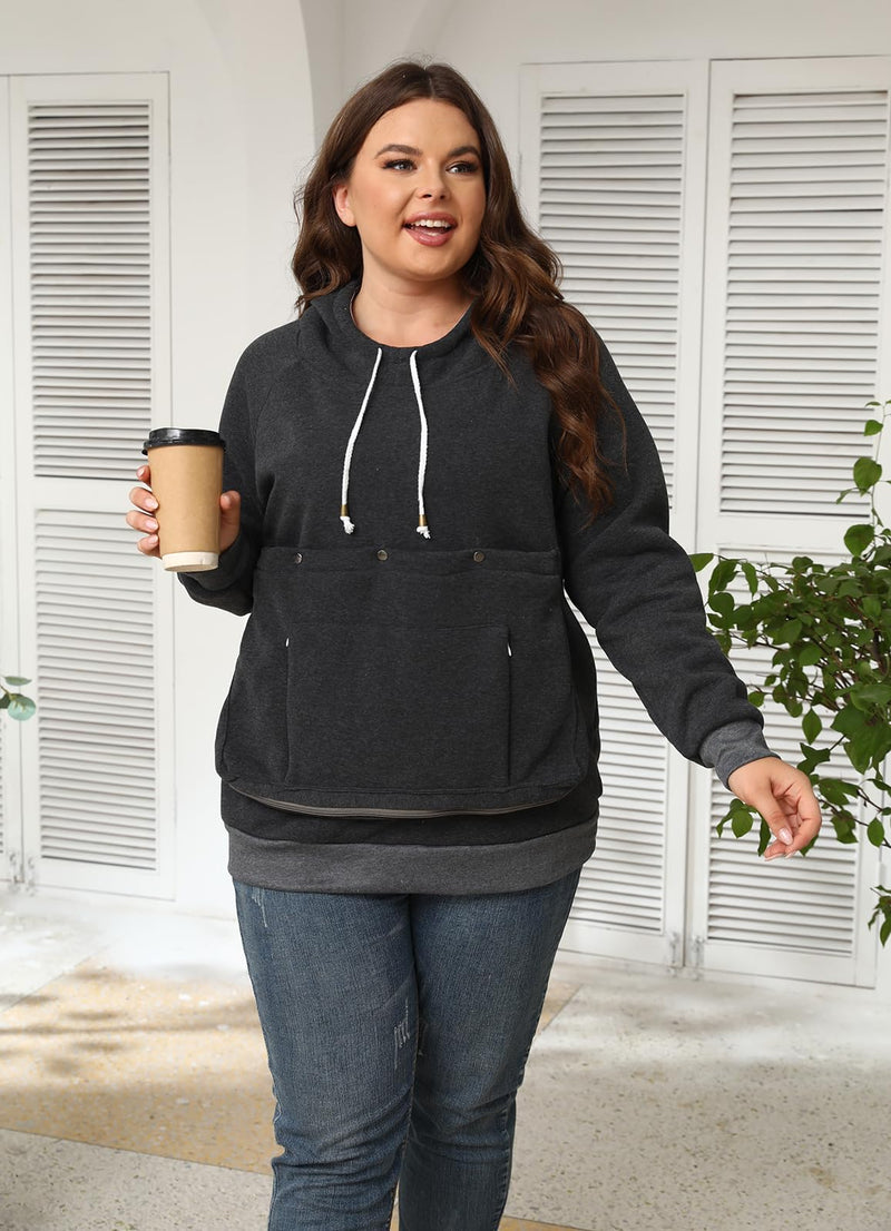 Unisex Cat Pouch Hoodie Long Sleeve Kitten Puppy Holder Hoodies Front Large Pouch Pet Carrier Sweatshirt Dark Grey 3X-Large - PawsPlanet Australia
