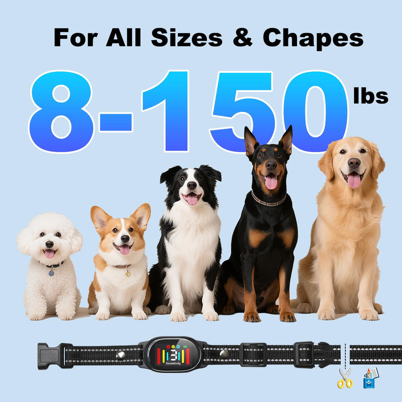 Dog Bark Collar - Shock Collars for Large Medium Small Dogs with Vibration Beep Modes, Waterproof IP67, Rechargeable Training Collar with 8 Adjusable Sensitivity, Calming Anti Barking Device