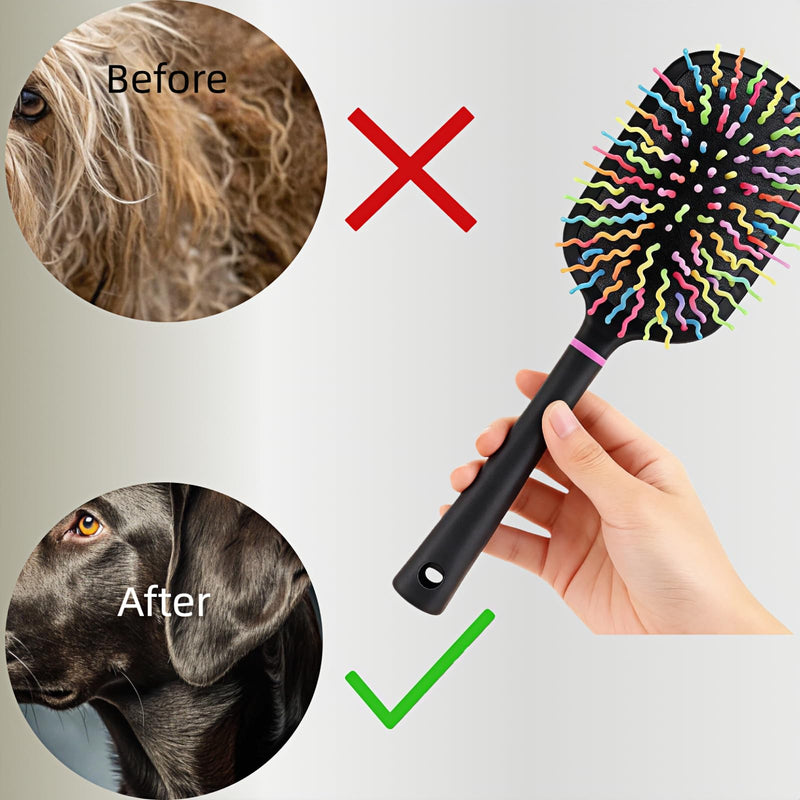 Tough Rainbow Bristle Mane/Tail Brush Rainbow Paddle Mane and Tail Brush Air Cushion Comb Detangler Plastic Forky Comb for Horses