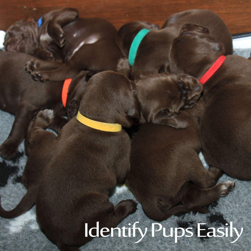 Whaline 15 Colors Puppy ID Collars Whelping Dog Band Newborn Soft Fabric Adjustable Identification Collar for Pet Dog Cat Colourful - PawsPlanet Australia